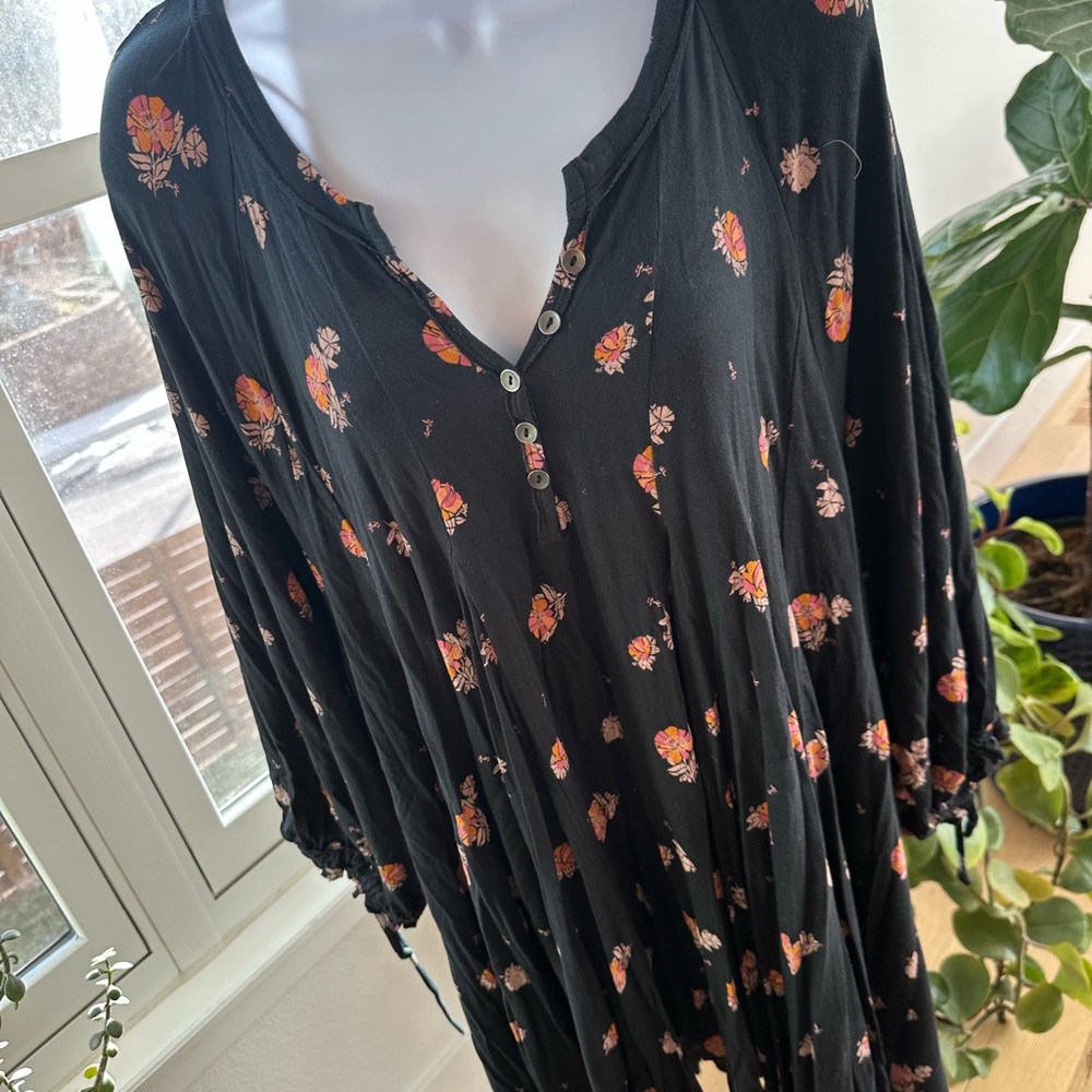 We The Free Black Floral Flowy Dress